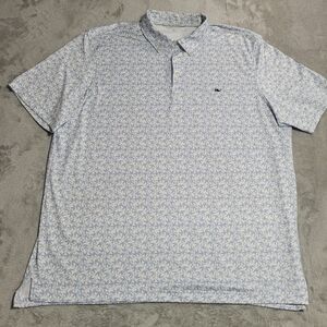 Vineyard Vines Polo Shirt Mens 2XL White Lobster Print On-The-Go Sankaty Golf